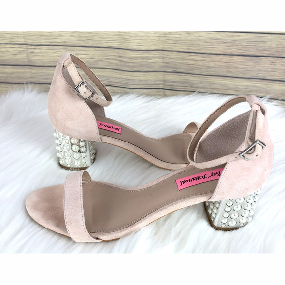 Betsey Johnson Shoes - Betsey Johnson NYLA Beige Nude Pearl Sandal Heels